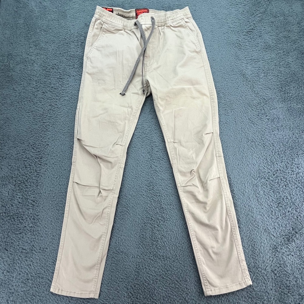 Superdry 05‎ Taper Cargo Jogger Pants Khaki Tan Mens 30W 32L Drawstring